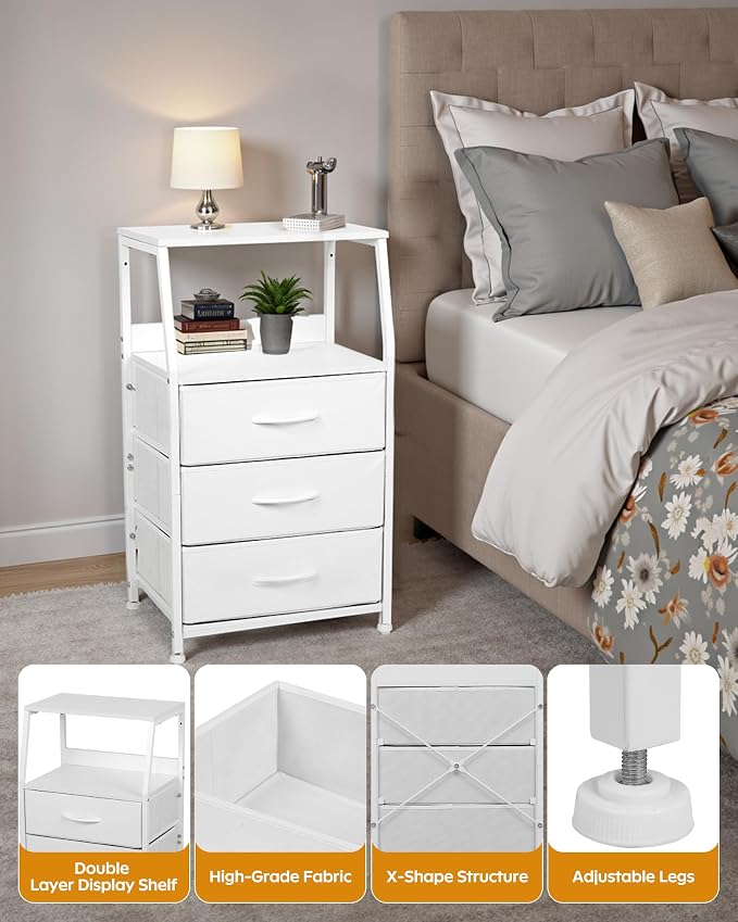 Dresser for Bedroom, Fabric Nightstand Tall Dresser & Chests of Drawers - Image 8