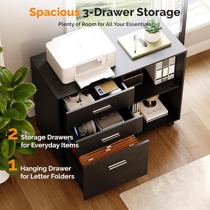 VINGLI 3 Drawer Wood Lateral File Cabinet - Image 4