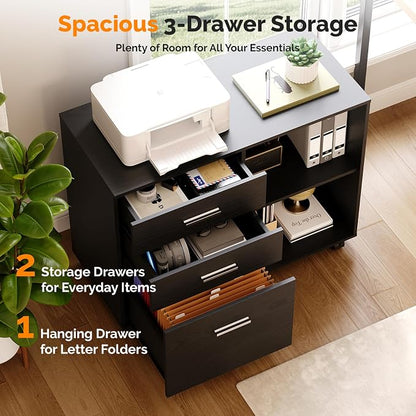 VINGLI 3 Drawer Wood Lateral File Cabinet - Image 4