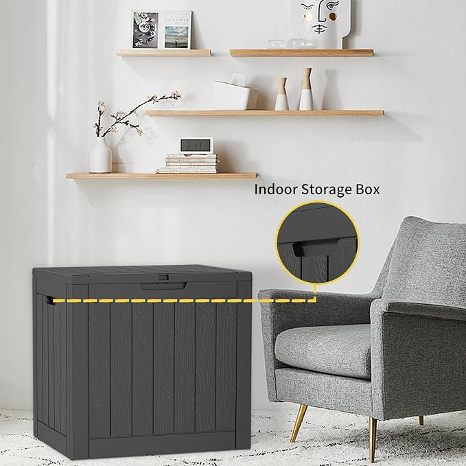 30 Gallon Resin Deck Box, Lockable Outdoor Storage Box - Image 5