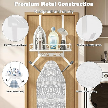 Ironing Board Hanger, Metal Over The Door or Wall Mounted Ironing Board Caddy - Image 7