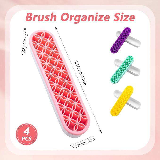 4 Pcs Silicone Makeup Brush Holder Stand Multipurpose Cosmetic Travel Storage - Image 2