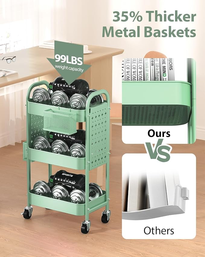 ALVOROG 3 Tier Rolling Cart - Image 3