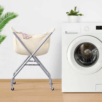 ELYKEN Laundry Cart with Wheels, 32”H Easy Rolling Laundry Hamper with - Image 2