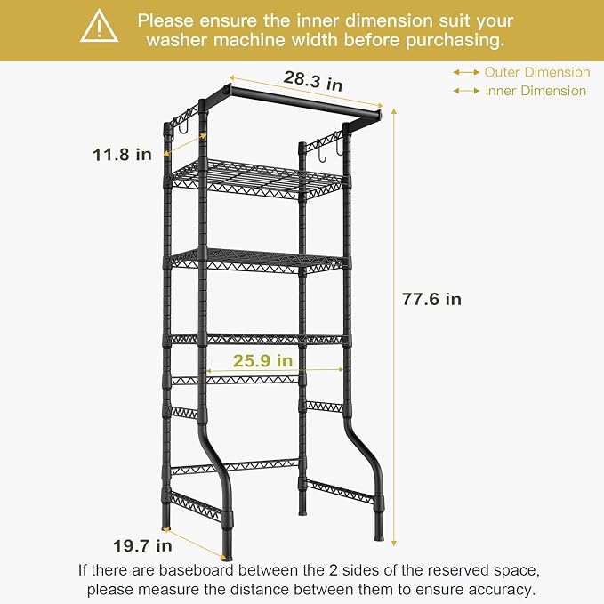 Ulif U11 Mini Over Washer and Dryer Shelves, 3 Tiers Laundry Room Storage and - Image 3
