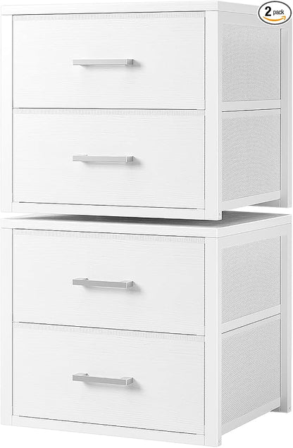 BOLUO Stackable Storage Drawers Closet Organizers and Storage Fabric White 2 by BOLUO