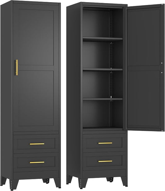 Ckzbx Tall Narrow Storage Cabinet, 66.93" H Tall Bathroom Cabinet Metal Pantry by Ckzbx