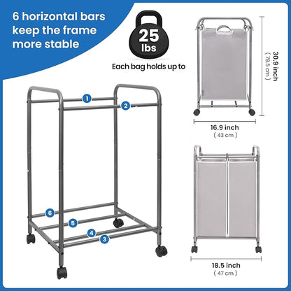 STORAGE MANIAC Laundry Sorter 2 Section, 90 L Gal Laundry Hamper - Image 4