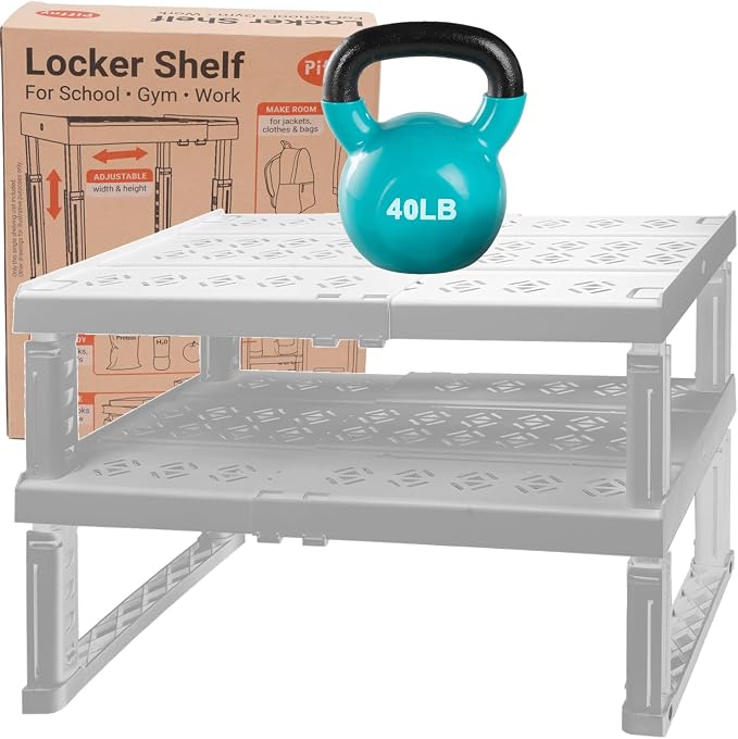 Locker Organizer Shelf， Adjustable Width and Height, Ideal Locker by Piffny