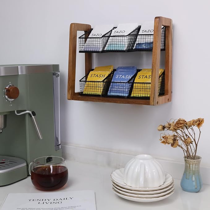 HTB 2 Tier Tea Organizer for Tea Bags, Tea Bag Holder - Image 4