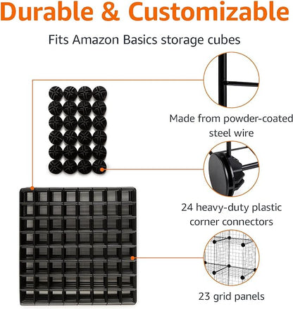 Amazon Basics Cube Wire Grid Stackable Storage Shelves, 12.6"D x 26"W x 38"H - Image 3