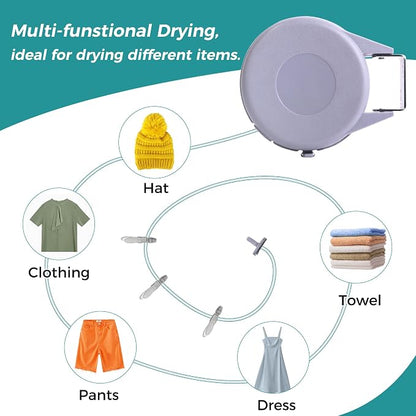 JS HANGER Retractable Clothesline Outdoor Indoor Laundry Line - 49 FT / 15M - Image 3
