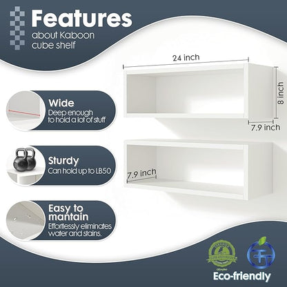 24in Floating Cube Shelves Set of 2, Display Shelves Wall Mount, Decorative - Image 3