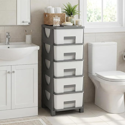 Giantex 5-Drawer Storage Organizer, Plastic Storage Tower - Image 2