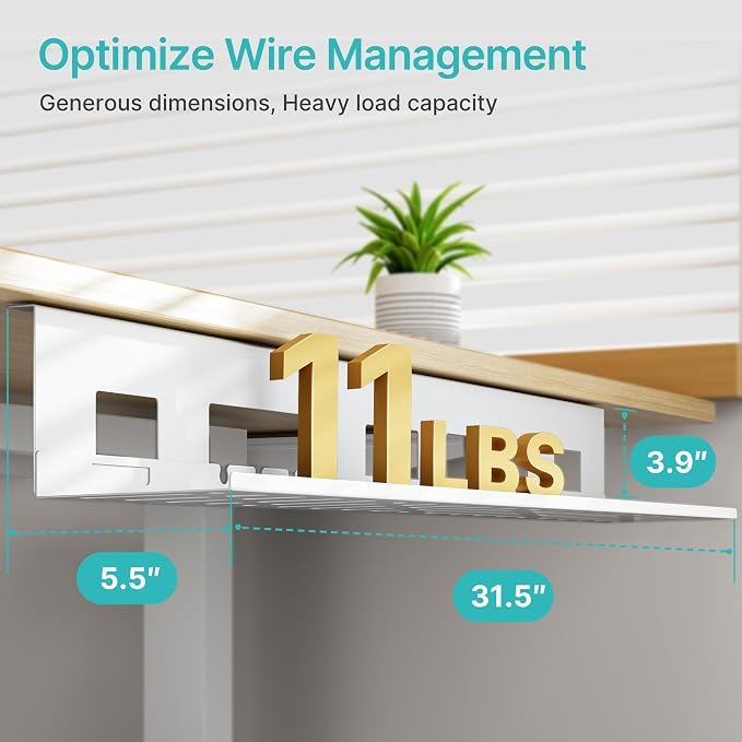 Under Desk Cable Management Tray, 31.5 Inches Metal Cord Organizer Rack - Image 5