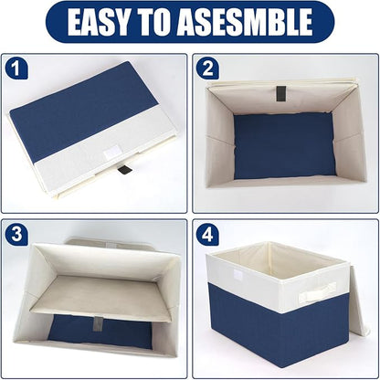 Large 22 Quart Linen Fabric Foldable Storage Bin Cube Organizer Basket - Image 3