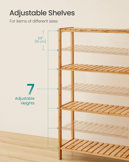 SONGMICS Bamboo Storage Shelf, 4-Tier Shelving Unit, in The Entryway, Living - Image 6