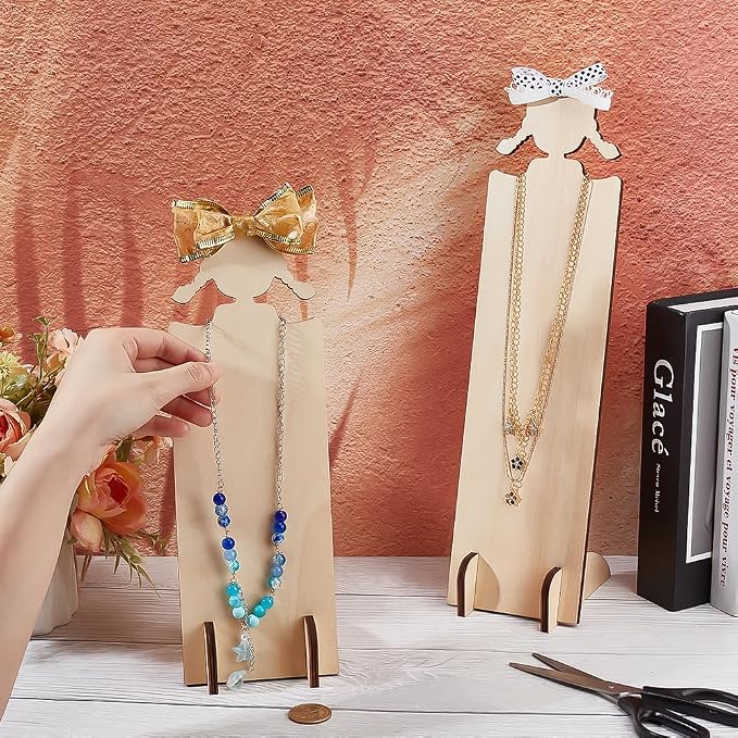 PH PandaHall 2pcs Wood Hair Clip Display Stand 2 Sizes Hairband Holder Racks - Image 3