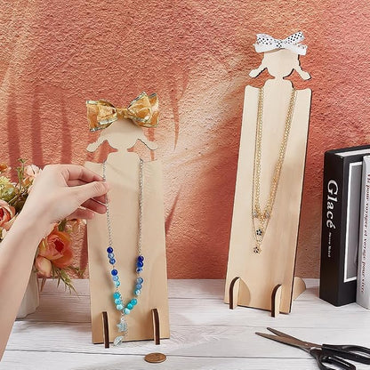 PH PandaHall 2pcs Wood Hair Clip Display Stand 2 Sizes Hairband Holder Racks - Image 3