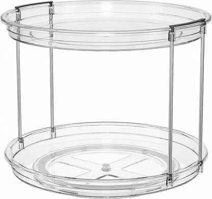 LAMU Rotating Makeup Organizer for Vanity, 10.6in 2 Tier Lazy Susan Turntable - Image 9