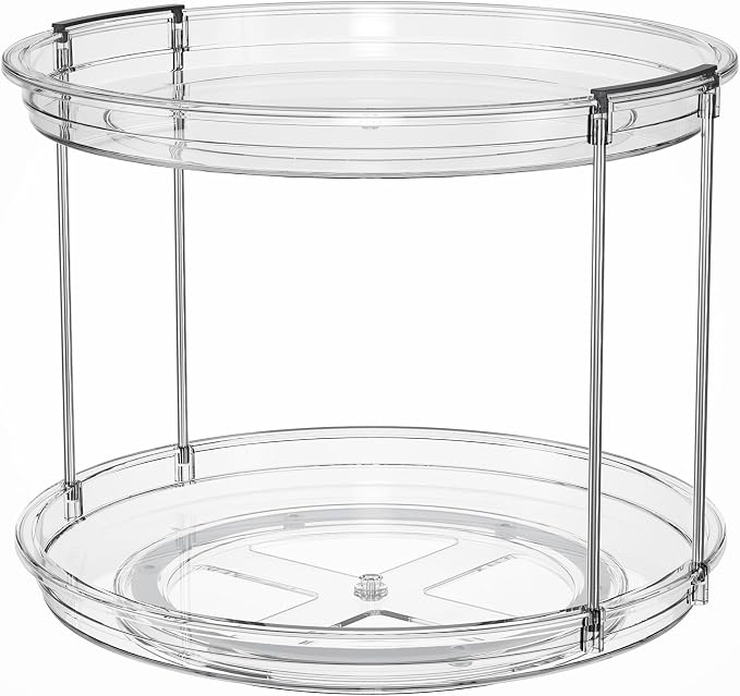 LAMU 2 Pack 2 Tier Lazy Susan Turntable Organizer 10.6'' Rotating Spice Rack - Image 9