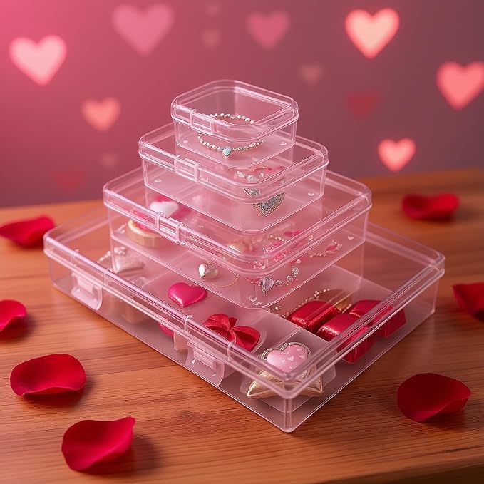 24 Pieces Mixed Sizes Rectangular Empty Mini Clear Plastic Organizer Box | - Image 6