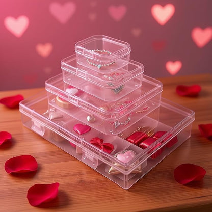 24 Pieces Mixed Sizes Rectangular Empty Mini Clear Plastic Organizer Box | - Image 6