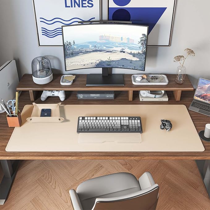 DAWNTREES Dual Sided Desk Mat, Leather Desk Pad, Cork Desk Mat Protector - Image 6