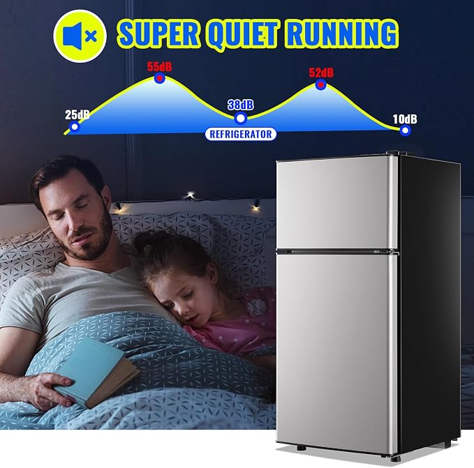 Small Fridge with Freezer Small Refrigerator 2.4 Cu.ft Fridge Dual Door - Image 8