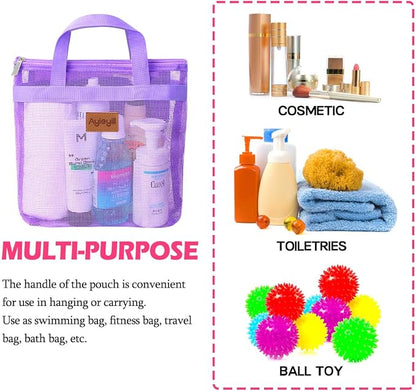 3 Pcs Portable Mesh Shower Caddy Tote, Quick Dry Tote Bag Mesh Beach Bags - Image 4