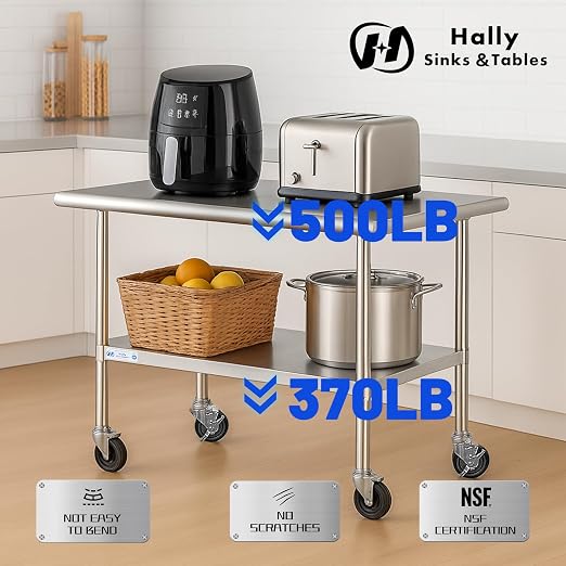 Hally Stainless Steel Table for Prep & Work 30 x 48 Inches - Image 4