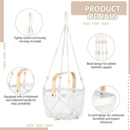 2 Sets Hanging Fruit Baskets for Kitchen 2 Size Metal Wire Mesh Basket - Image 5