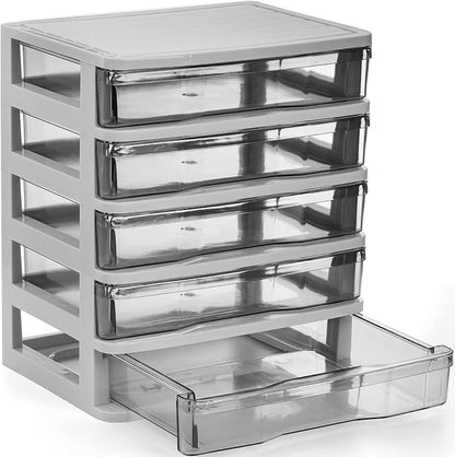 DEAYOU 5 Drawer Desktop Storage Bin Unit, Small Plastic Organizer, Mini - Image 5