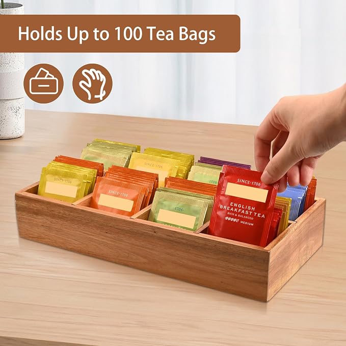 Acacia Wood Tea Bag Organizer - Image 4