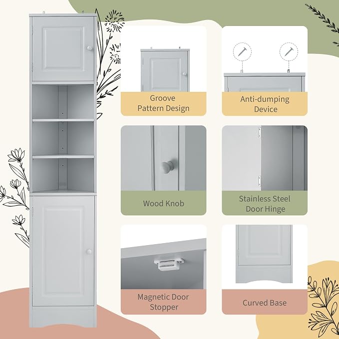 66.9" Tall Corner Bathroom Cabinet - Image 6