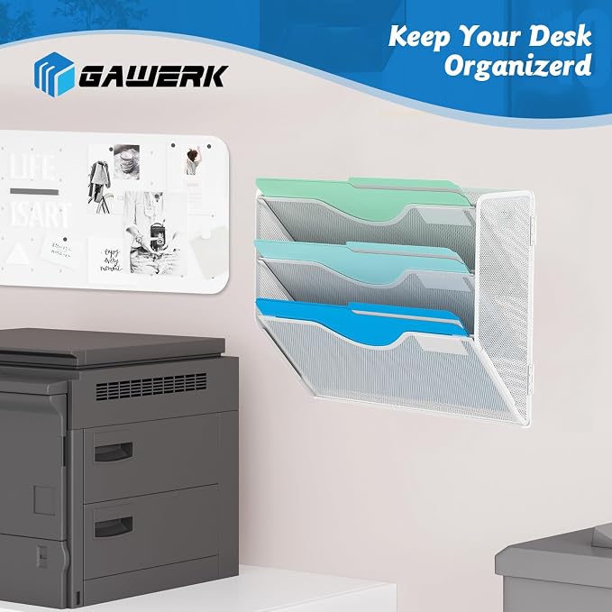 3 Tier Hanging Wall File Organizer, Mesh Mail Paper Orgnization Hanging File - Image 5