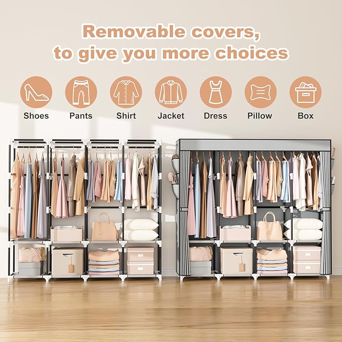 VTRIN Portable Closet for Hanging Clothes 67 Inch Wide Large Capacity Portable - Image 5