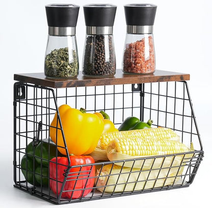 Wawocs Fruit Basket for Kitchen Counter, Fruit Bowl Stackable Wall Mounted by Wawocs