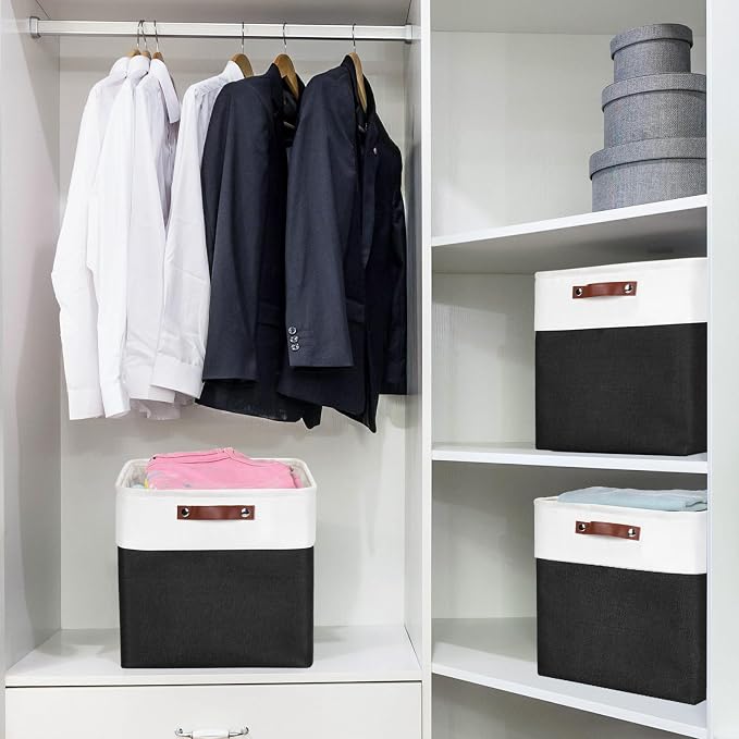 13x13 Cube Storage Bins, Collapsible Fabric Storage Box, 4 Pack Closet Baskets - Image 2