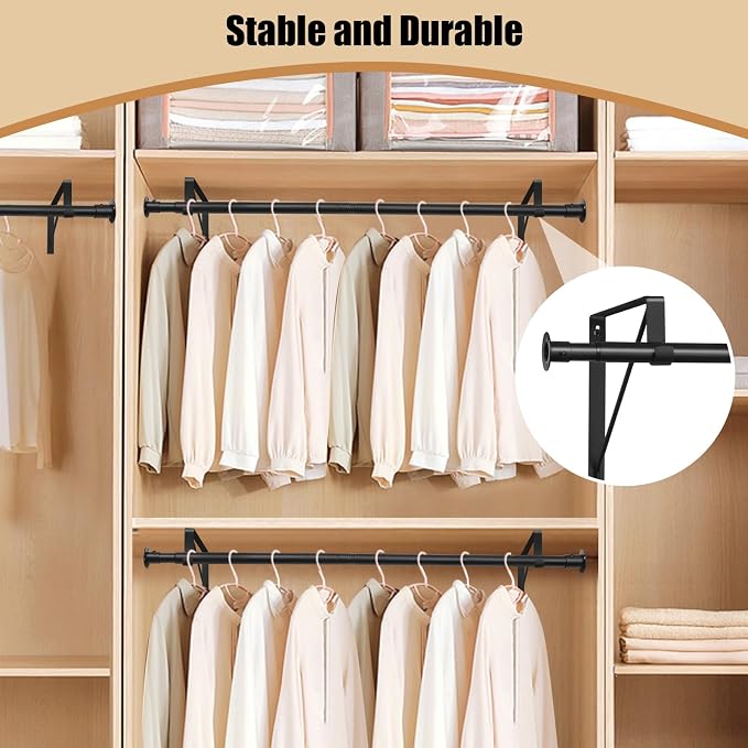Closet Rod, 16 to 75 Inch Heavy Duty Adjustable Clothes Rod - Image 3