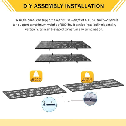 2-Pack 1.67x3.94ft Adjustable Garage Wall Shelving，800 lb Load Capacity Heavy - Image 6