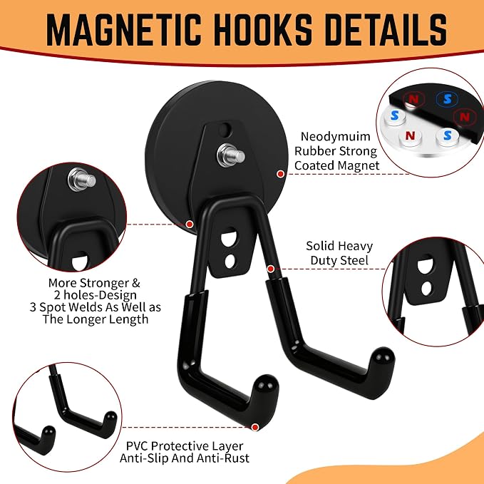 4 Pack Strong Magnet Hooks Heavy Duty, Rubber Coated No Damage Hook - Image 3