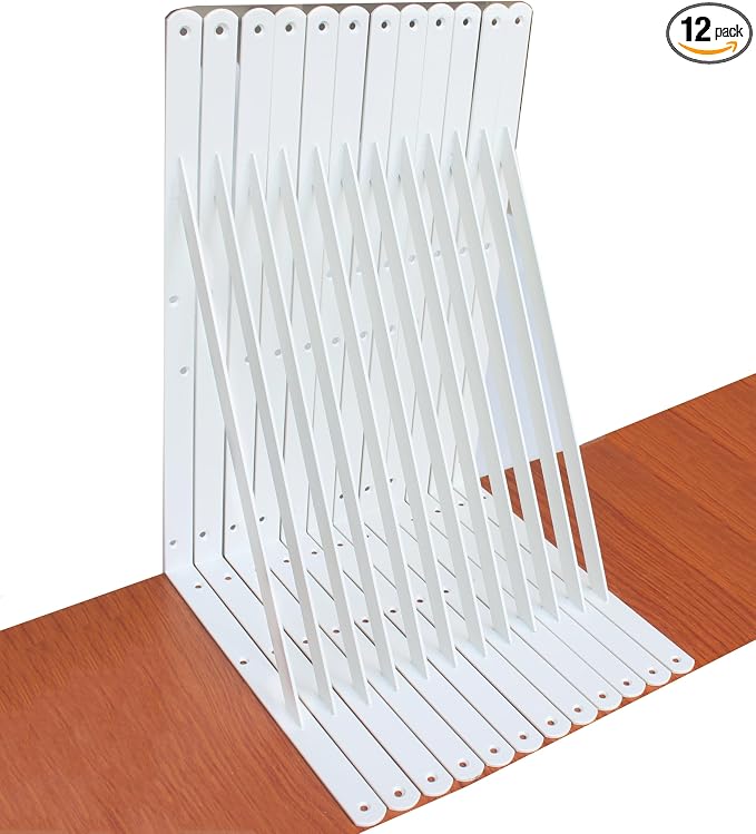 12 Pack L20 x H 12" White Heavy Duty Shelf Brackets by MHMYDZ