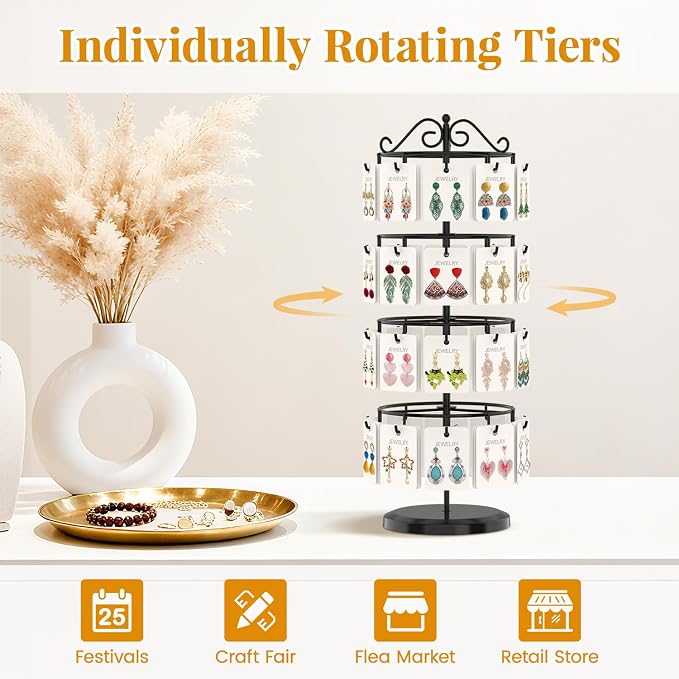 EsLuker.ly Earring Holder Organizer Rotating Display Tree Stand, Adjustable - Image 5