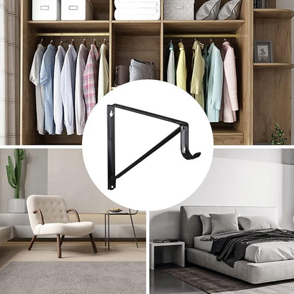 Closet Rod Brackets 11x9.5in, Closet Shelf Brackets 10 Pack, Wall Mounted - Image 6
