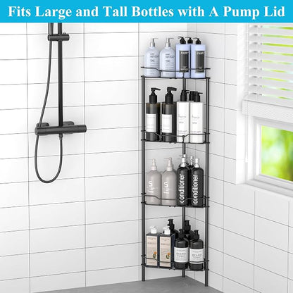 HuggieGems 4 Tier Floor Standing Corner Shower Caddy Organizer Shelf - Image 4