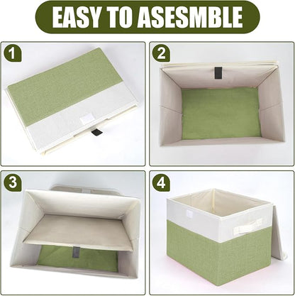 Large 22 Quart Linen Fabric Foldable Storage Bin Cube Organizer Basket - Image 3
