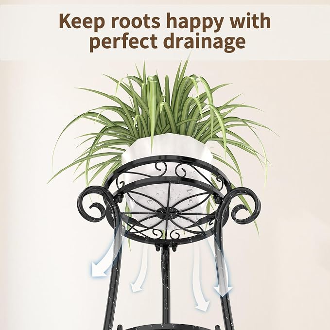 LASZOLA 3 Tier Black Metal Plant Stand - Image 6