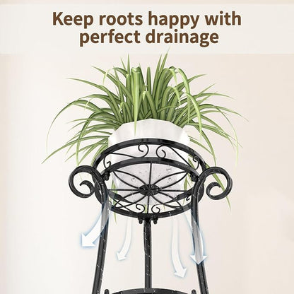 LASZOLA 3 Tier Black Metal Plant Stand - Image 6