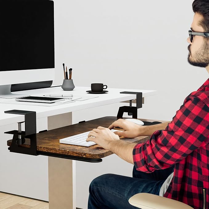 Desktop Keyboard Tray, Under Desk Pull Out, 26.77" X 11.81" Large Size Keyboard - Image 2
